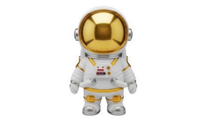Adorable astronaut in a spacesuit PNG isolated on transparent background, cute spaceman character for kids design