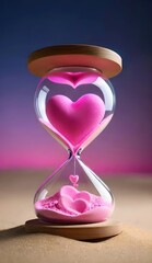 Hourglass with red heart inside symbolizing time and love