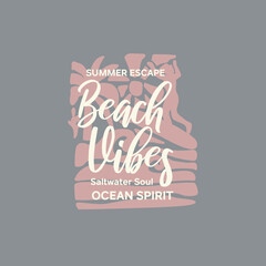 Summer Escape Beach  Vibes Ocean Spirit retro vintage design.eps