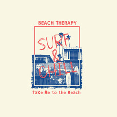 Beach therapy surf & Chill summer holiday graphic design.eps