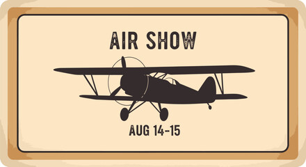 Vintage Air Show Poster Featuring a Biplane with Event Dates. © SuryaAji