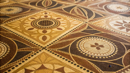 Fototapeta premium Afrocentric graphic design. Intricate geometric pattern with earthy tones and circular motifs creating textured design
