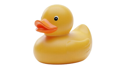 Yellow rubber duck isolated PNG, classic bath toy for kids and collectors, cute and cheerful design on transparent background