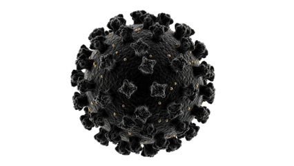 Detailed coronavirus virion PNG isolated on transparent backdrop, COVID-19 pathogen with spikes for medical and scientific use