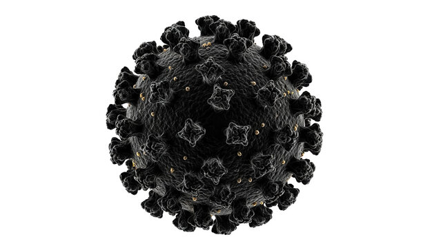 Detailed coronavirus virion PNG isolated on transparent backdrop, COVID-19 pathogen with spikes for medical and scientific use