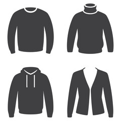 Silhouette Set of Casual and Formal Upper Body Clothing  Vector Fashion Icons