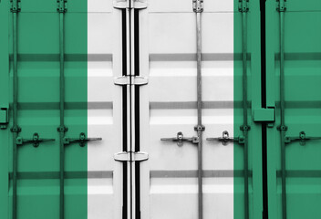 Shipping container with Nigeria national flag overlay