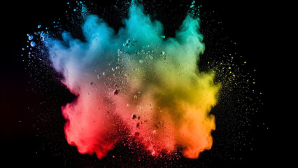 Fototapeta premium Colorful powder explosion against a black background abstract art