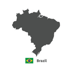 Brazil country map flag illustration on white background