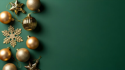 christmas decoration on green background
