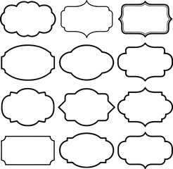 Fototapeta premium Vintage Decorative Label Frames Vector Set – Blank Ornamental Badges & Border Shapes