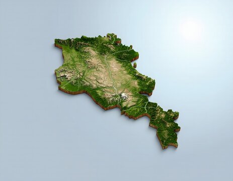 Minimalist 3D map of Armenia, Armenia's islands.