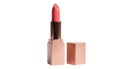 Coral lipstick isolated PNG on transparent background, beauty product for makeup and cosmetics, elegant and luxurious design