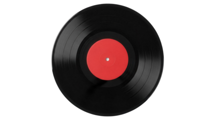 Black vinyl record PNG isolated on transparent background, vintage music disc for DJ, audio, and entertainment