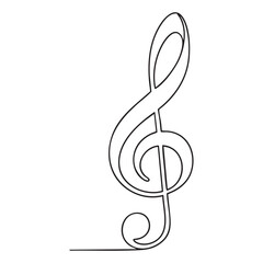 Obraz premium Treble Clef Music Symbol Line Art abstract black and white