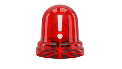 Red emergency flasher PNG isolated on transparent background, warning light for danger alert and urgent situations