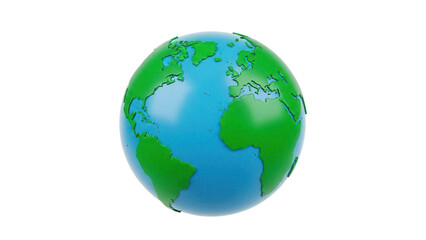 Obraz premium Earth globe PNG isolated on transparent background, green and blue planet model for geography and environmental concepts