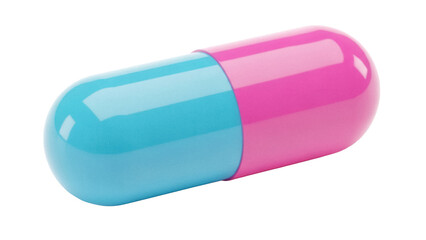Pink and blue capsule pill isolated PNG, medicine drug for healthcare and pharmaceutical industry on transparent background
