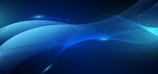 Abstract blue background with flowing lines. Dynamic waves. vector illustration.