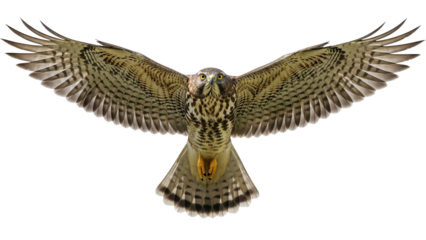 Northern goshawk flying PNG isolated on transparent background, bird of prey with outstretched wings, accipiter gentilis