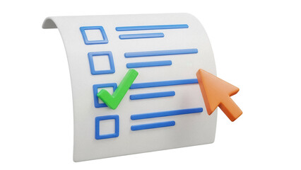Checklist with cursor isolated PNG, task management and to-do list concept for project planning and productivity, on transparent background