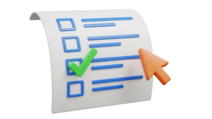 Checklist with cursor isolated PNG, task management and to-do list concept for project planning and productivity, on transparent background