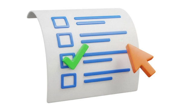 Checklist with cursor isolated PNG, task management and to-do list concept for project planning and productivity, on transparent background