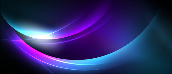 Obraz premium Abstract flowing lines, vibrant colors, bright light source. Dark background creates dramatic visual impact. Modern design.
