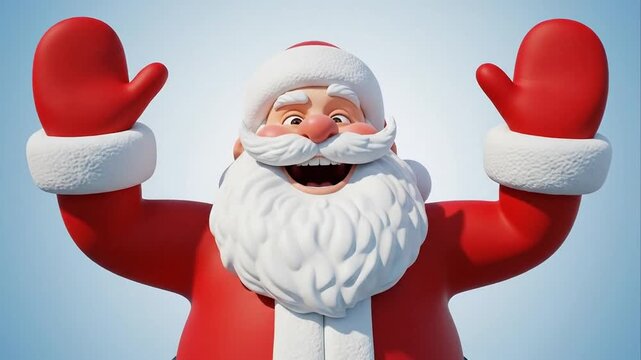 Animated santa claus character with red costume and white beard