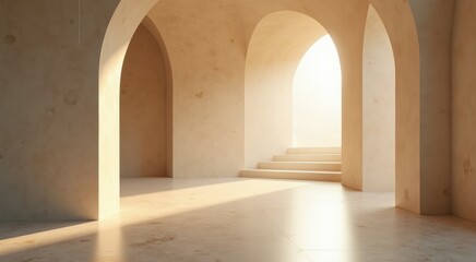 Room with arches and a staircase in it