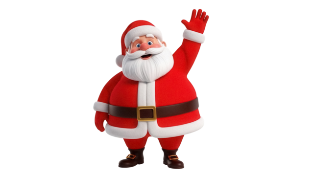 Cheerful Santa Claus cartoon character PNG isolated on transparent background, festive holiday season greeting card element