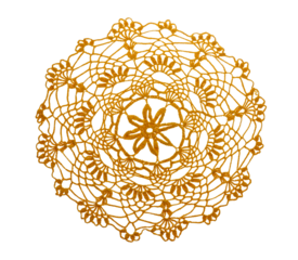 Crocheted lace napkin isolated on a transparent background