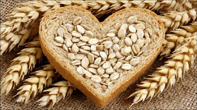 Mental-health app cover: soft-lit golden heart nestled in wheat texture, blank for headline—meditation guide or mood-tracker banner