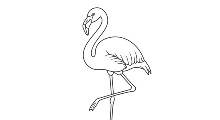 Naklejka premium Flamingo Line Art Illustration