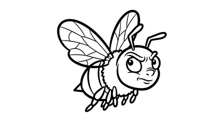 Black and White Cartoon Bee Illustration