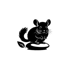 Chinchilla silhouette sitting on a minimal rock in natural pose