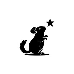 Chinchilla silhouette reaching for a minimal star concept art