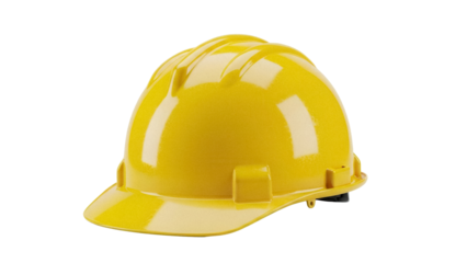 Yellow hard hat isolated PNG, construction worker safety helmet for building site, industrial work, and personal protective equipment