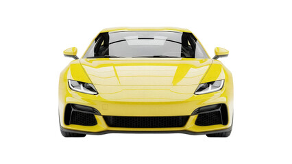 Yellow sports car PNG isolated on transparent background, modern vehicle for racing and high-performance driving enthusiasts