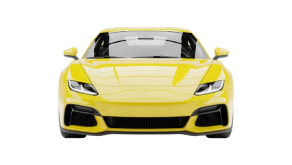 Yellow sports car PNG isolated on transparent background, modern vehicle for racing and high-performance driving enthusiasts