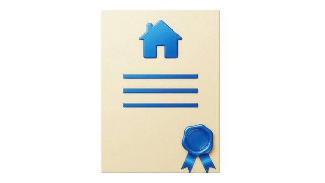 Real estate contract isolated PNG, home ownership agreement with seal on transparent background for property and legal documents