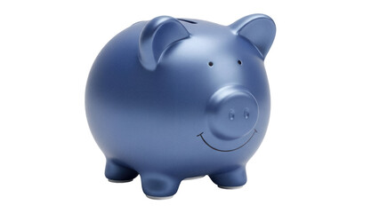 Blue piggy bank isolated PNG, savings and investment concept for financial planning and money management, on transparent background