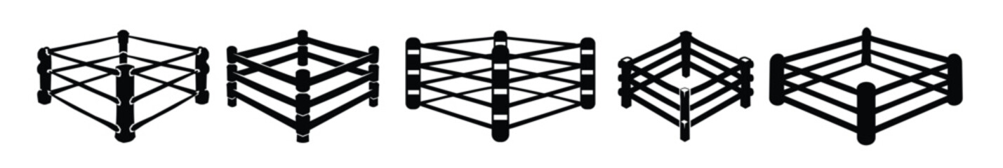 Fototapeta premium boxing ring silhouette clipart bundle 