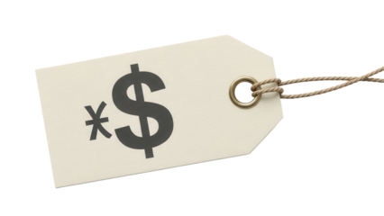 Price tag with asterisk and dollar sign isolated PNG, sale promotion and special offer for retail business and shopping