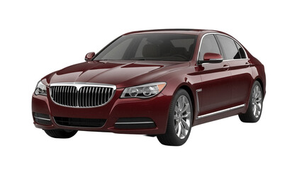 Burgundy luxury sedan car isolated PNG on transparent background, elegant vehicle for transportation and automotive design projects