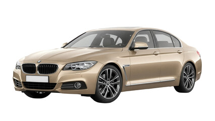 Luxury gold sedan car PNG isolated on transparent background, modern vehicle for transportation and automotive design projects
