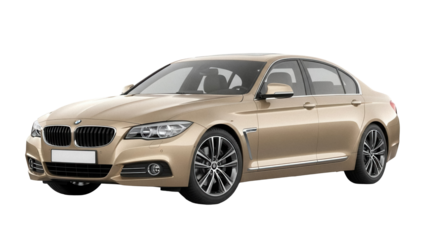 Luxury gold sedan car PNG isolated on transparent background, modern vehicle for transportation and automotive design projects