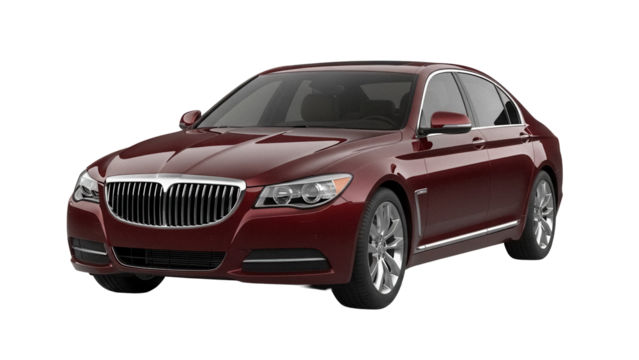 Burgundy luxury sedan car isolated PNG on transparent background, elegant vehicle for transportation and automotive design projects