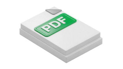 PDF file icon isolated PNG, document format symbol for business and education, green and white design on transparent background