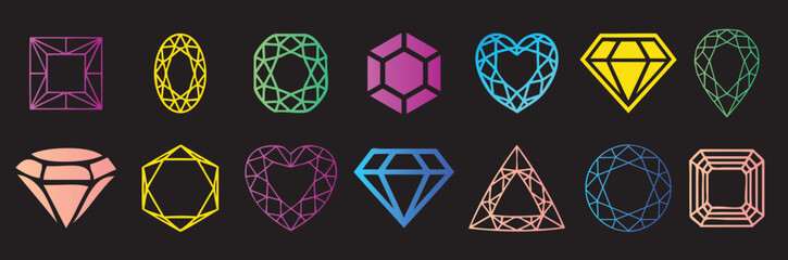 colorful diamond icon set vector template design
